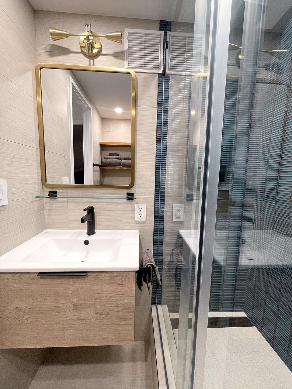 Shower with tile and glass