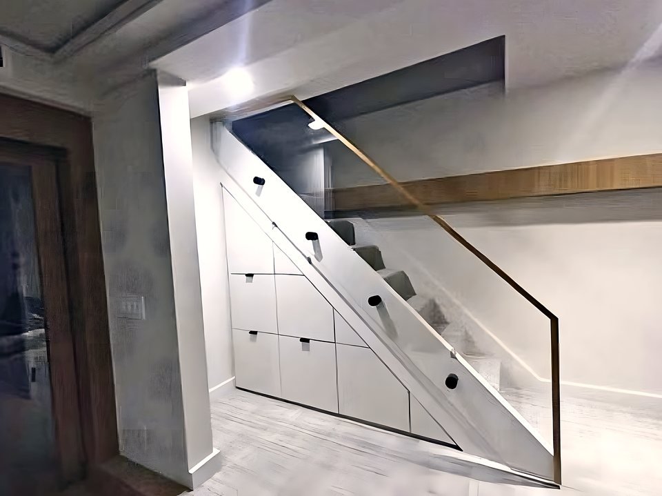 Millwork installation in progress during construction